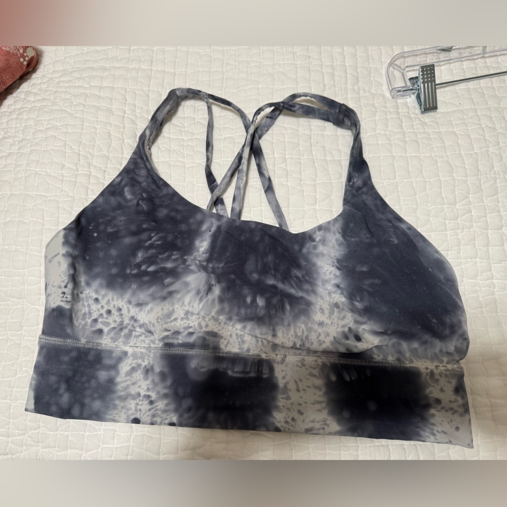 Lululemon long line energy bra in dark grey & white
